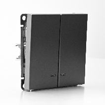 Изображение товара Systeme Electric ArtGallery Сталь Выключатель 2-клавишный с подсветкой, сх.5а, 10АХ, механизм, быстрозажим. клем.