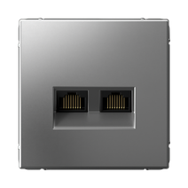 Изображение товара Systeme Electric ArtGallery Сталь Розетка двойная компьютерная RJ45+RJ45, кат. 5е, механизм