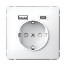 Изображение товара Розетка с USB Systeme Electric ArtGallery 16А, белая, с заземлением, шторками, 2 USB порта