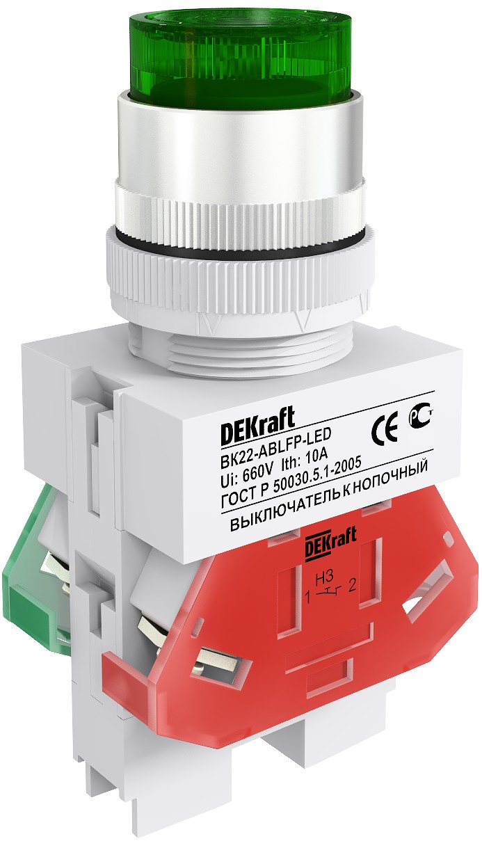 Изображение товара Dekraft Выключатель кноп. ABLFP D22 LED зел. 24В AC/DC ВK-22 Изображение товара Dekraft Выключатель кноп. ABLFP D22 LED зел. 24В AC/DC ВK-22