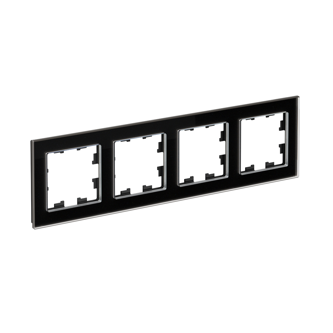 Изображение товара Рамка для электрощитов Systeme Electric AtlasDesign Nature 4 поста черный глянец