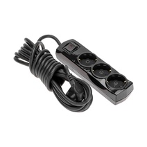 Изображение товара REXANT Удлинитель PREMIUM 3 гнезда, 5м, 3х1,5мм², с/з, с выключателем, черный.