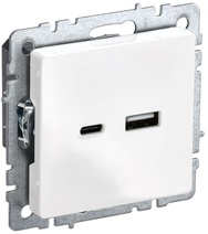 Изображение товара IEK BRITE BASE Белый Розетка USB A+C 18Вт РЮ11-1-БрБ