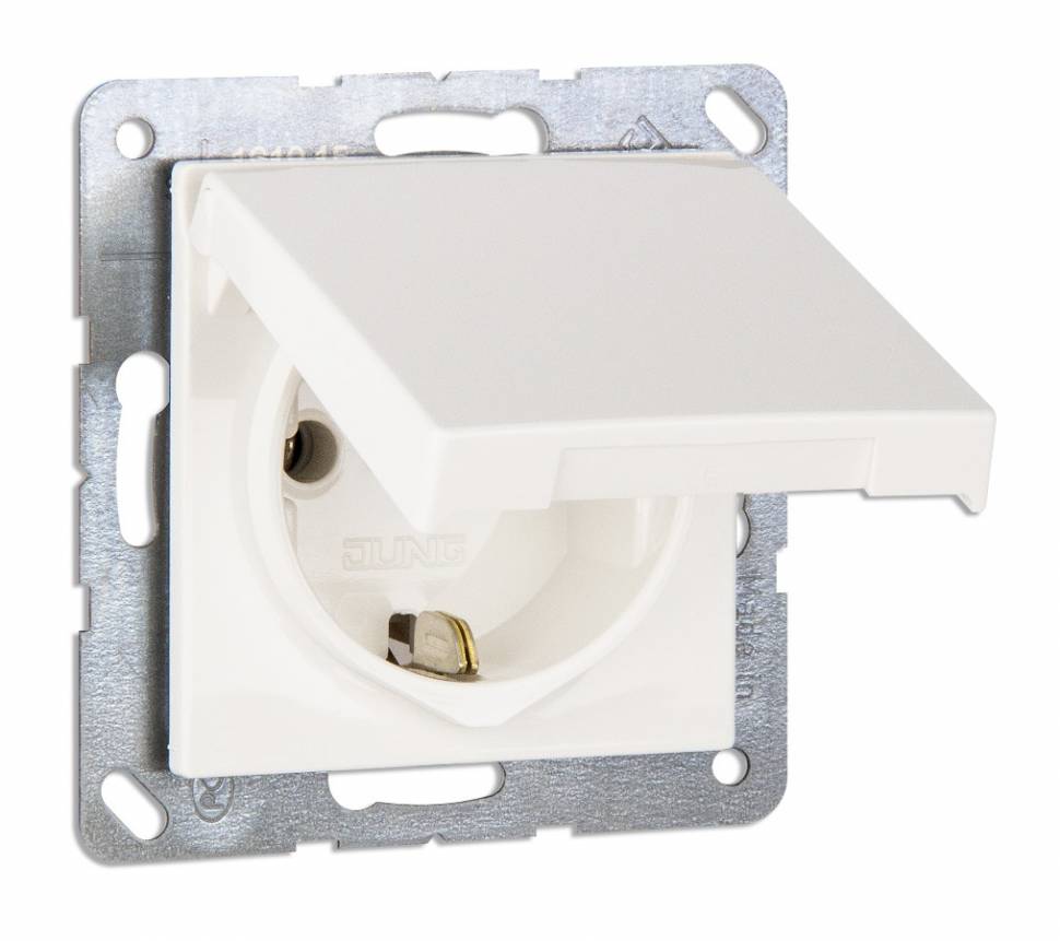 Изображение товара JUNG EcoProfi розетка с/з с крышкой, автозажим Изображение товара JUNG EcoProfi розетка с/з с крышкой, автозажим