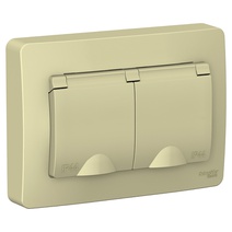 Изображение товара Systeme Electric Blanca внутр Беж Розетка 2-ая с/з IP44 со шторками, с крышками, 16А, 250В