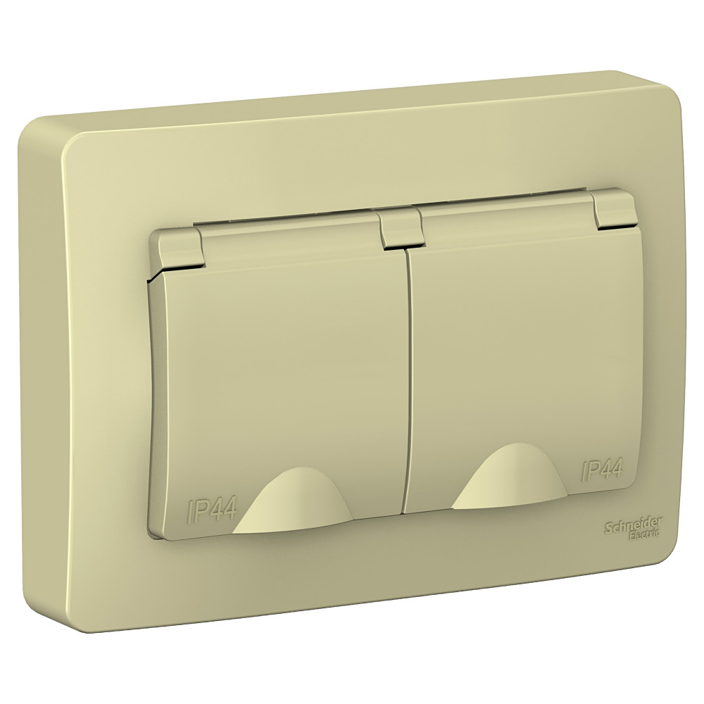Изображение товара Systeme Electric Blanca внутр Беж Розетка 2-ая с/з IP44 со шторками, с крышками, 16А, 250В