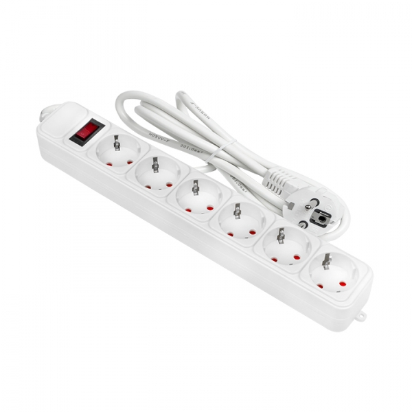 Изображение товара EKF PROxima 6x1,8м — сетевой фильтр 16 А, кабель 1,8 м, 6 розеток с заземлением