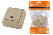 Изображение товара TDM Ладога Переключатель на 2 направления 1-кл. открытой установки с подсветкой IP20 10А, сосна