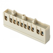 Изображение товара EKF PROxima Шина "фаза" L (6х9мм) 10 отверстий латунь серый изолированный корпус на DIN-рейку.