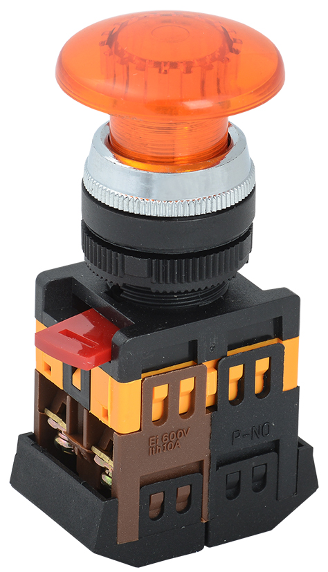 Изображение товара GENERICA Кнопка AELA-22 "Грибок" желтый d22мм неон/240В 1з+1р