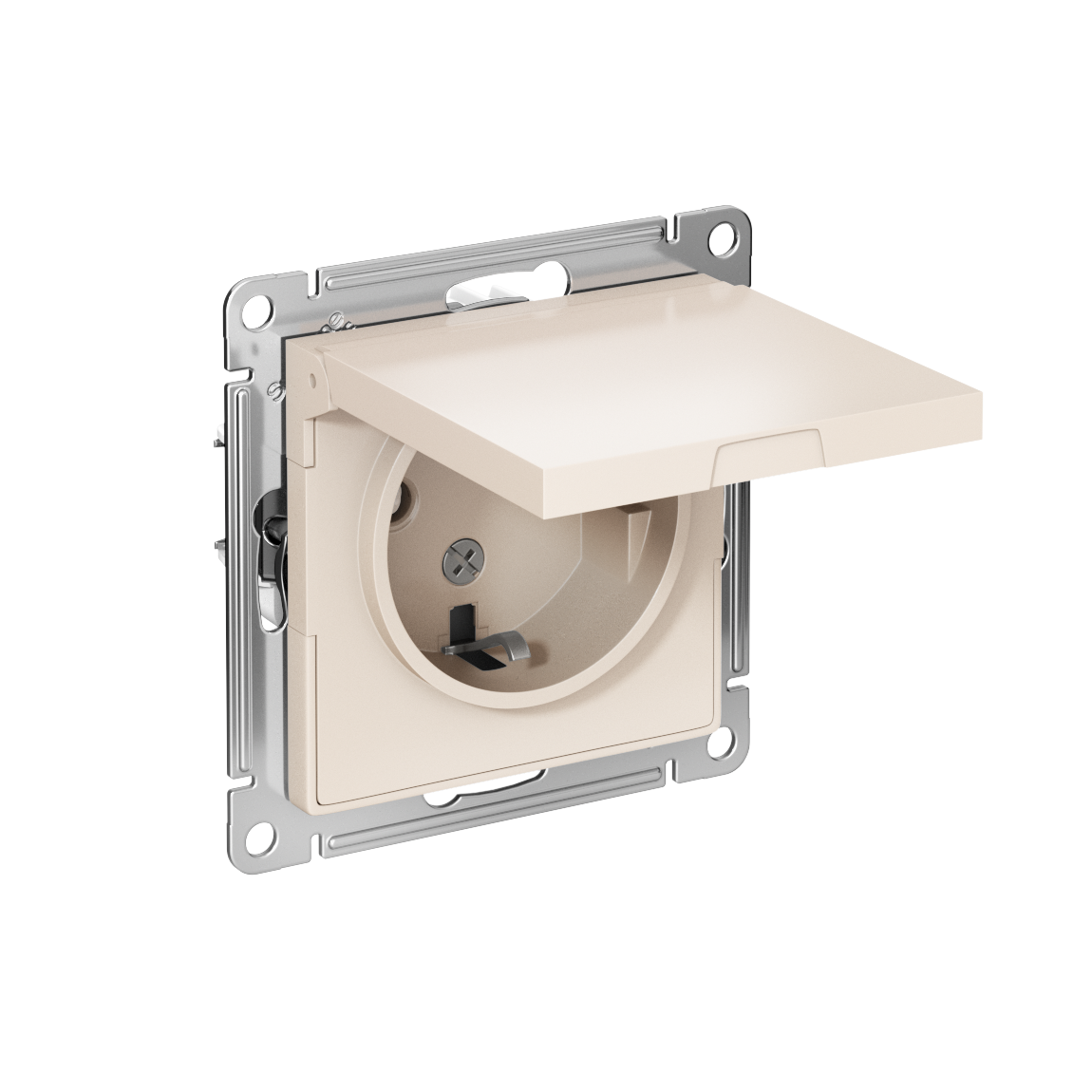 Изображение товара Systeme Electric AtlasDesign Беж Розетка с/з, со шторками, с крышкой, 16А, в сборе