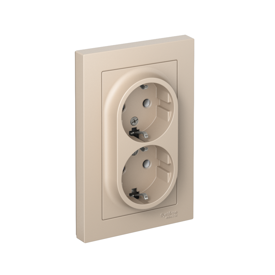 Изображение товара  AtlasDesign песочный, двойная розетка 16 А, в сборе