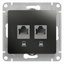 Изображение товара Systeme Electric Glossa Антрацит Розетка 2-ая компьютерная RJ45+RJ45, кат.5E
