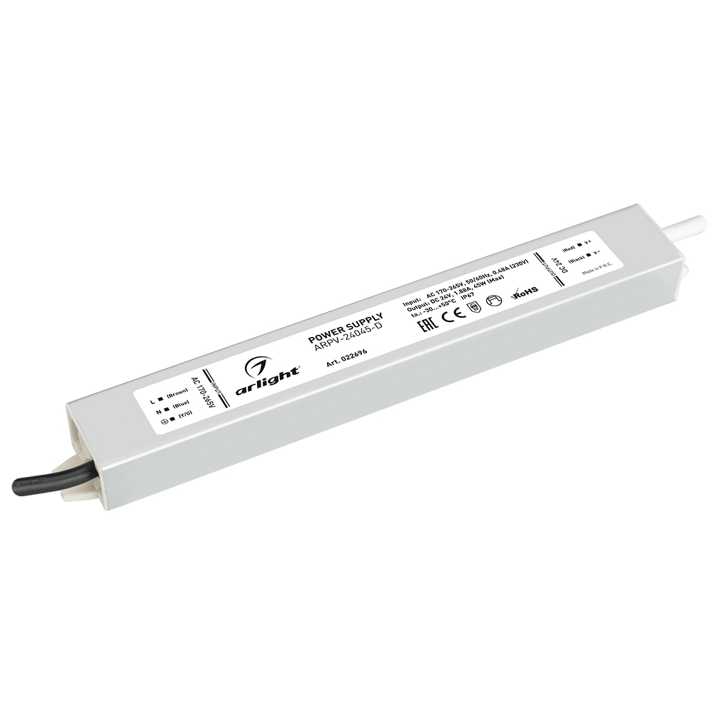 Изображение товара Arlight Блок питания ARPV-24045-D (24V, 1.9A, 45W) (IP67 Металл, 3 года)