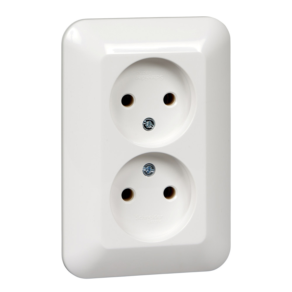 Изображение товара Schneider Electric Wessen Прима внутр Бел Розетка 2-ая б/з без шторок 10А (в сборе) (индивид.упак.)