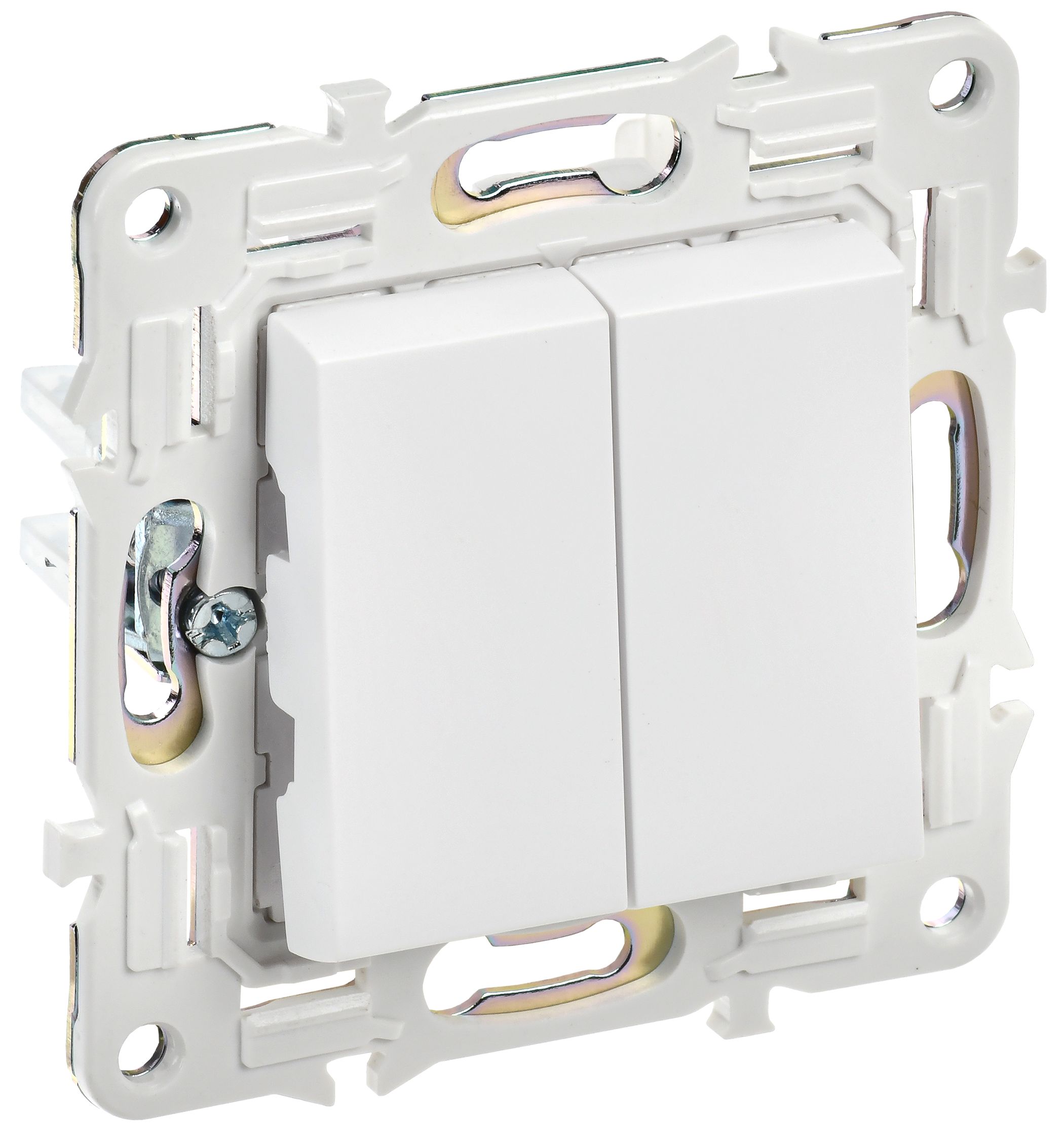 Изображение товара IEK SKANDY Арктический белый Выключатель 2-клавишный 10А SK-V04W