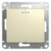 Изображение товара Systeme Electric Glossa Беж Выключатель 2-клавишный с подсветкой, сх.5а, 10АХ