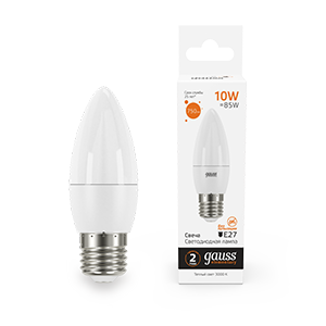 Изображение товара Gauss Лампа Elementary Свеча 10W 750lm 3000K E27 LED Изображение товара Gauss Лампа Elementary Свеча 10W 750lm 3000K E27 LED