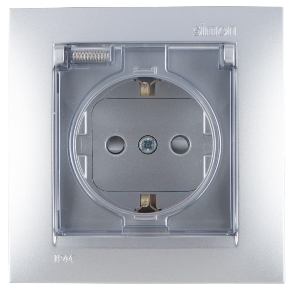 Изображение товара Розетка Simon С заземляющим контактом IP44 16А 250В с шторками и крышкой