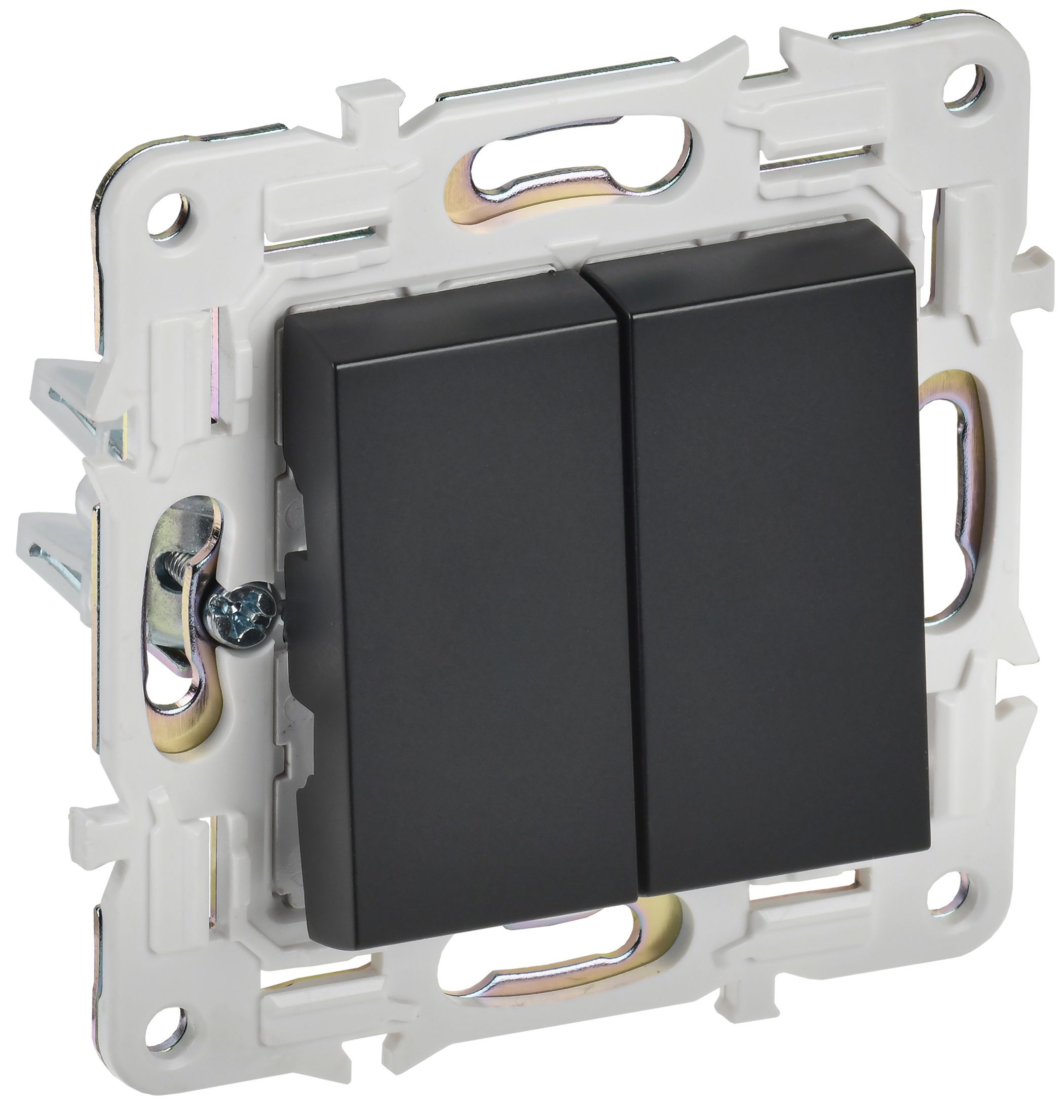 Изображение товара IEK SKANDY Черный Выключатель 2-клавишный 10А SK-V04Bl