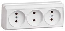 Изображение товара GENERICA OKTAVA РС23-2-ОБ Розетка 3местн. без з/к 10А откр.уст. (белый)