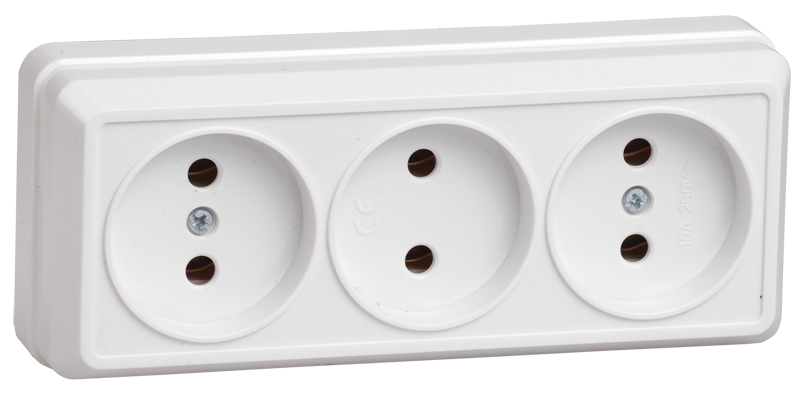 Изображение товара GENERICA ОКТАВА РС23-2-ОБ: розетка 3 поста, 250В, белая