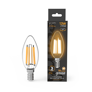 Изображение товара Gauss Лампа Filament Свеча 13W 1100lm 2700К Е14 LED 1/10/50
