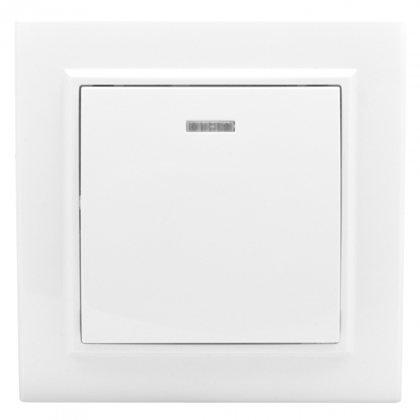 Изображение товара EKF Basic Минск Белый Выключатель 1-кл с индикатором, 10А, СП. Изображение товара EKF Basic Минск Белый Выключатель 1-кл с индикатором, 10А, СП.