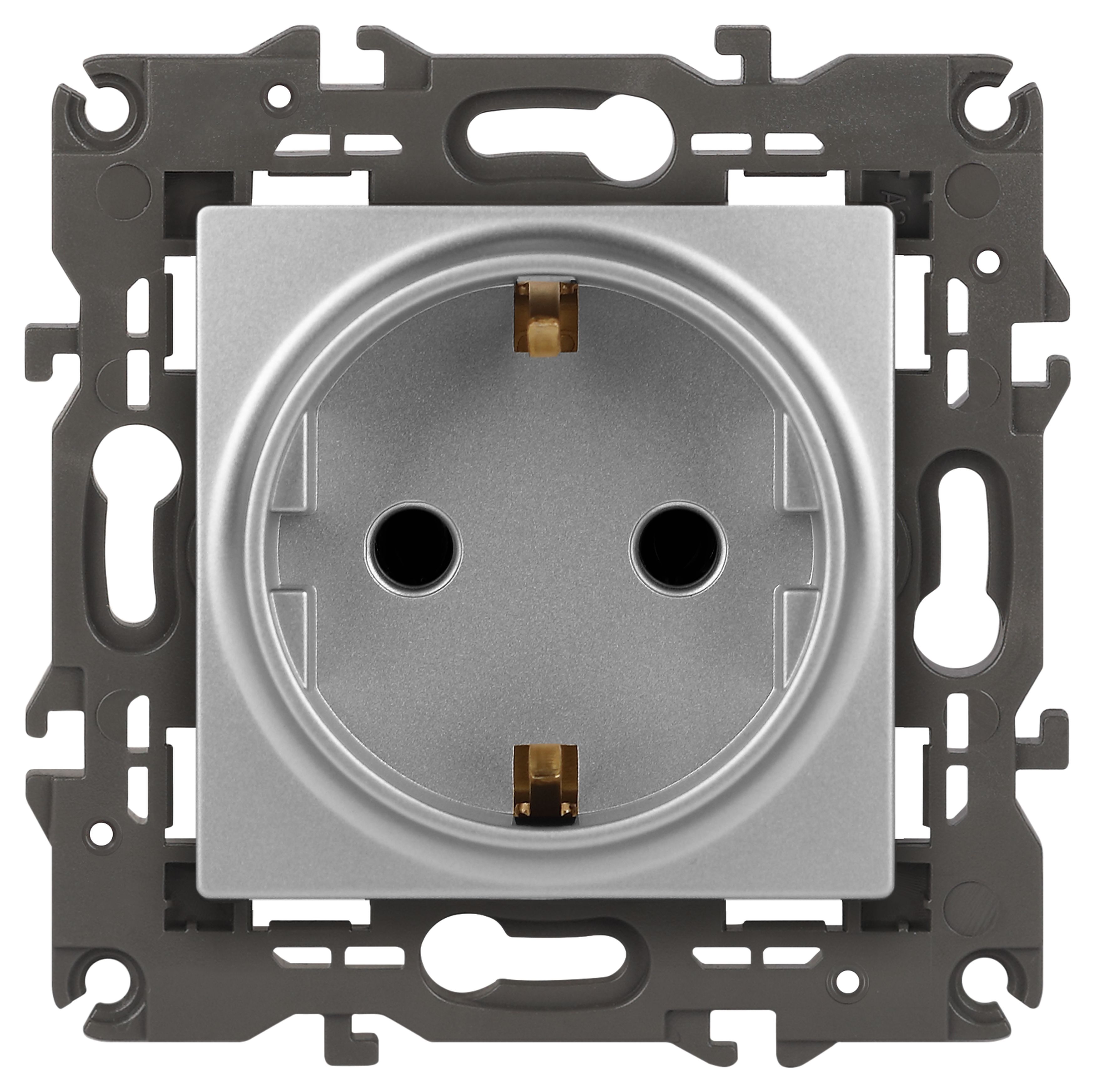 Изображение товара ЭРА Розетка Elegance 14-2101-03 с заземлением 2P+E Schuko 16A-250В IP20 алюминий