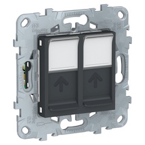 Изображение товара Schneider Electric Unica New Антрацит Розетка компьютерная, RJ45, двойная, кат. 5е UTP