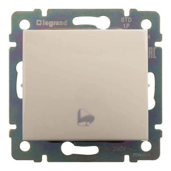 Изображение товара Legrand Valena Крем Выключатель кнопочный 1-клавишный с символом "звонок".