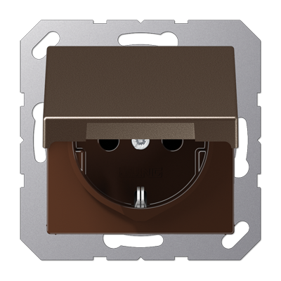 Изображение товара Розетка JUNG A 500 Мокка с/з с откидной крышкой