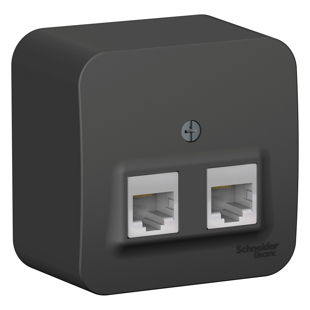 Изображение товара Systeme Electric Blanca наруж Антрацит Розетка 2-ая компьютерная RJ45, кат.5E, изол. пластина