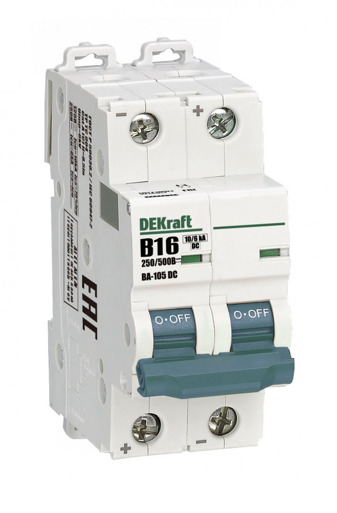 Изображение товара Dekraft ВА-105 DC 2P 16A 250V DC | Автоматический выключатель