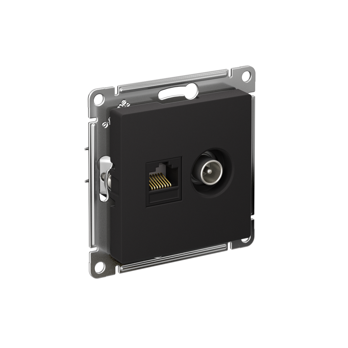 Изображение товара AtlasDesign Карбон: двойная розетка RJ45+TV, механизатор, Cat5e