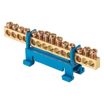 Изображение товара EKF PROxima Шина N 0 6x9мм 14 отверстий латунь синий изолятор Стойка на DIN-рейку