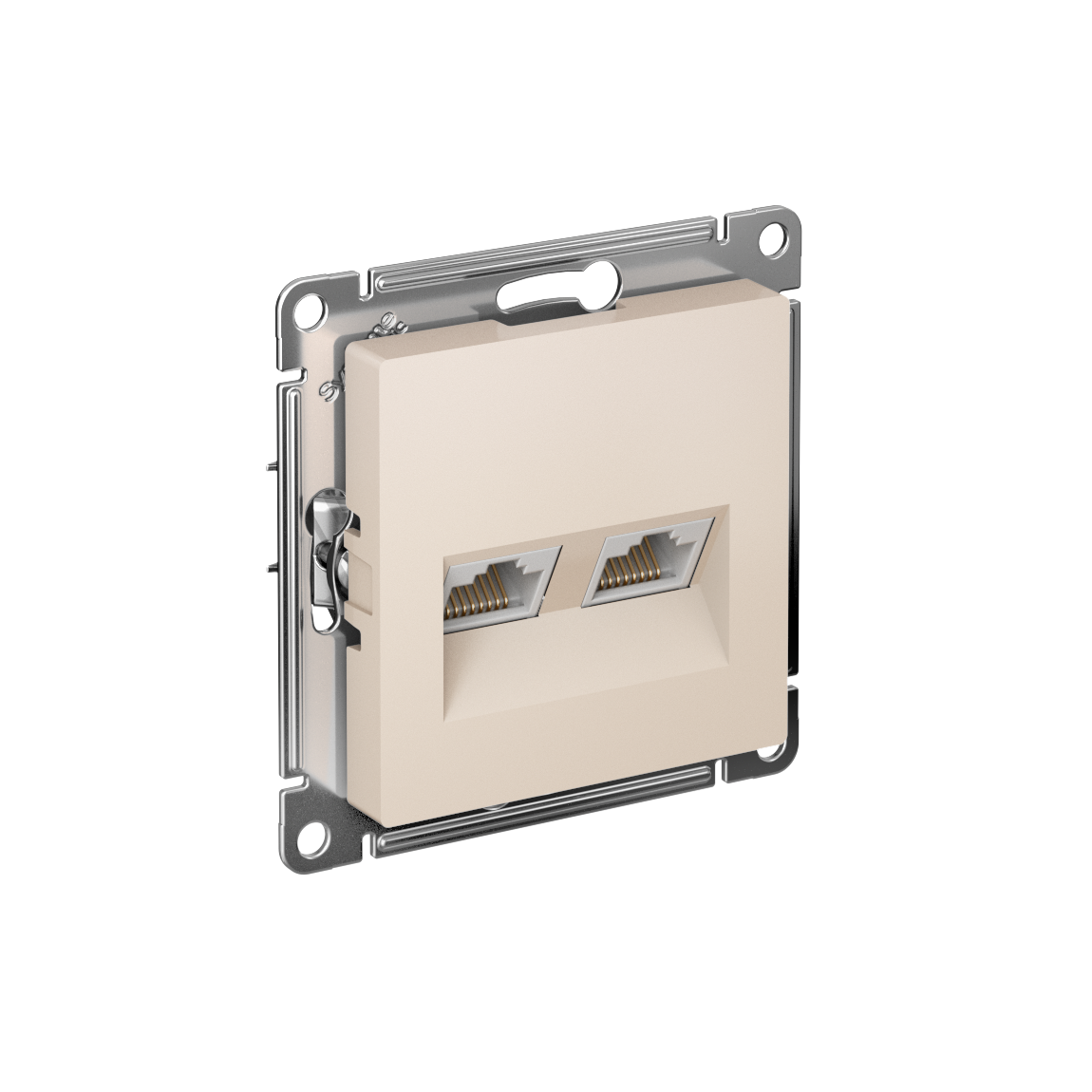 Изображение товара AtlasDesign двойная RJ45 Cat5e: бежевый механизм с двумя гнездами
