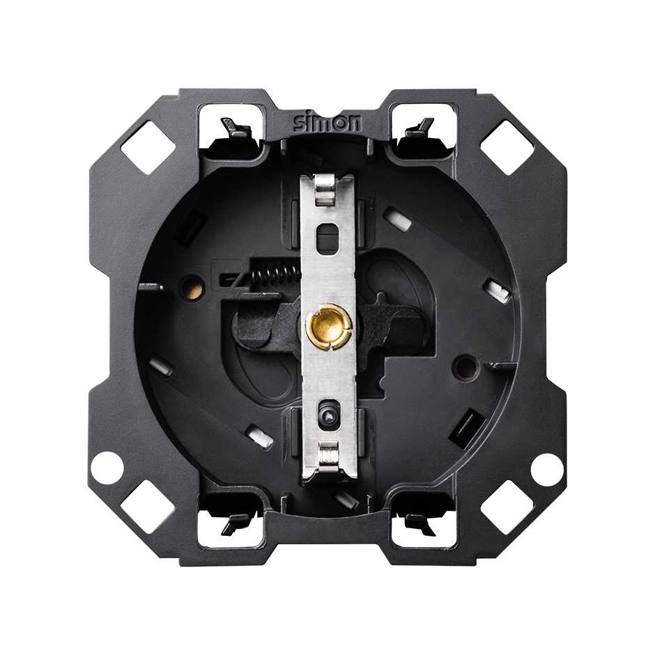 Изображение товара Simon 100 Розетка с заземлением и шторками Schuko 2Р+Е 16A 250В~ с безвинтовым подключением 1Click