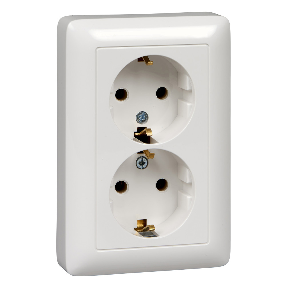 Изображение товара Systeme Electric ХИТ внутр Бел Розетка 2-ая с/з без шторок, 16А, 250В