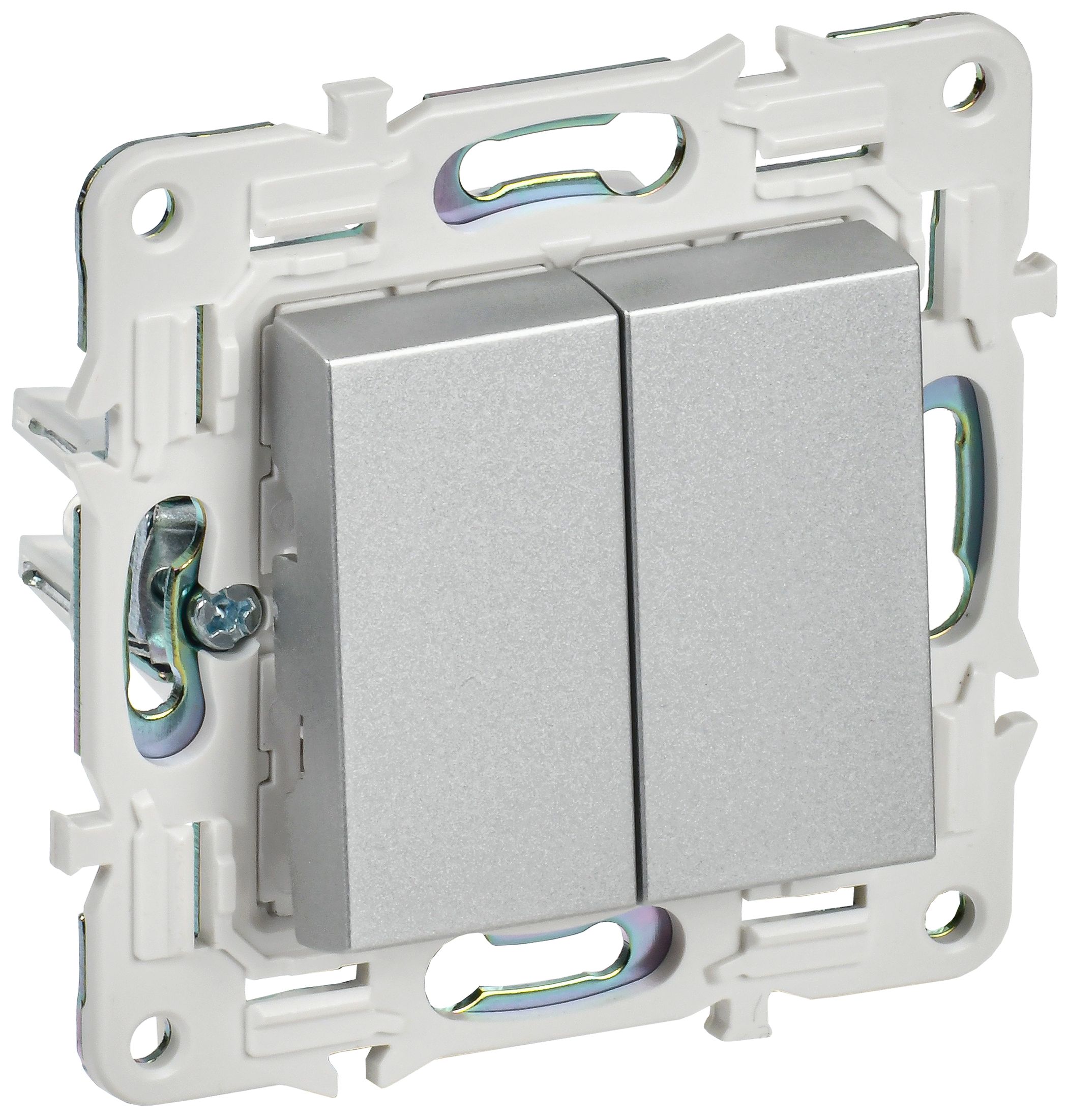 Изображение товара IEK SKANDY Серебряный Выключатель 2-клавишный проходной 10А SK-V05S