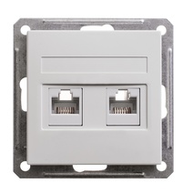 Изображение товара Systeme Electric Wessen 59 Бел Розетка 2-ая ТЛФ + компьютерная 5е (RJ11+RJ45)
