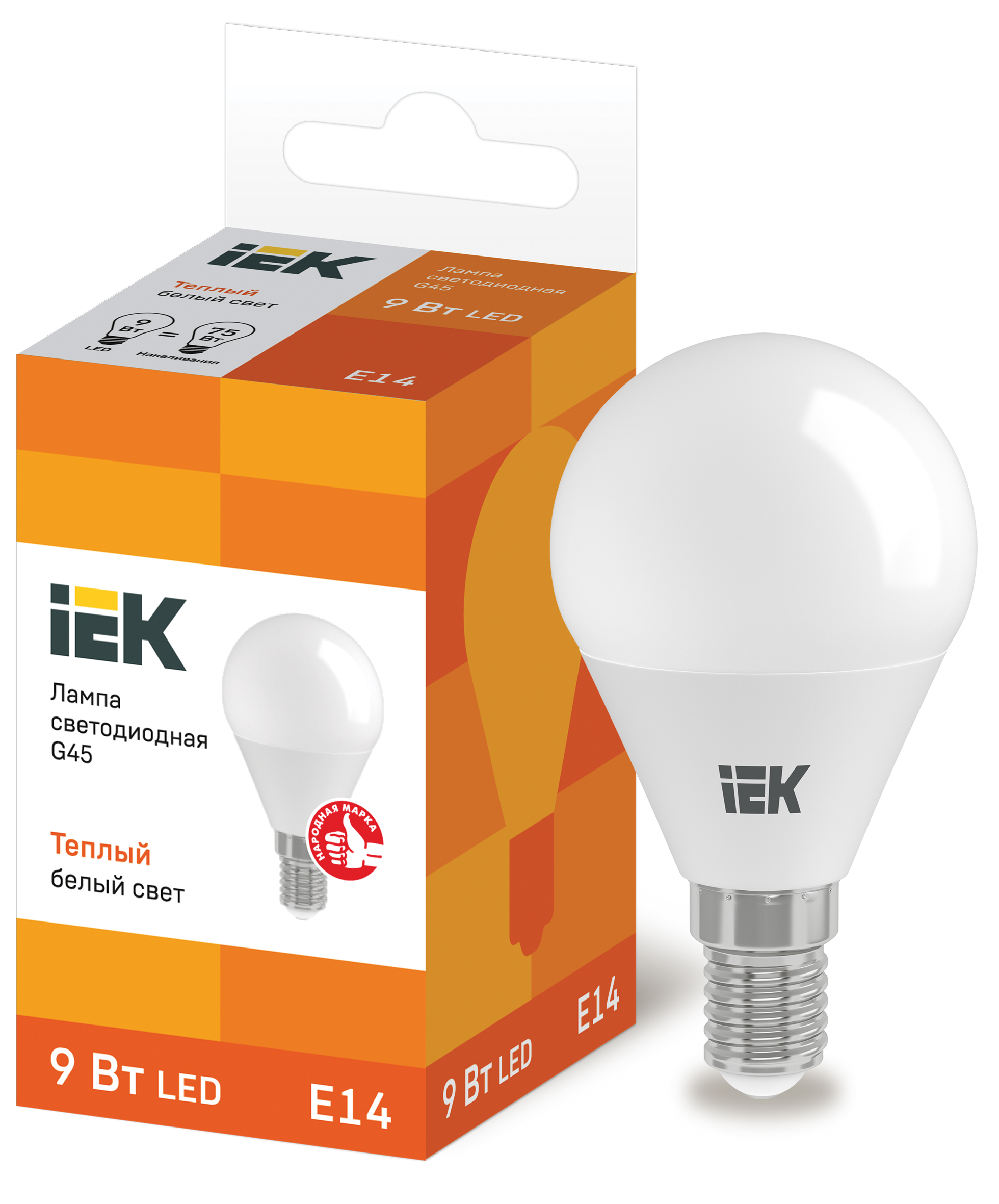 Изображение товара IEK Лампа светодиодная ECO G45 шар 9Вт 230В 3000К E14
