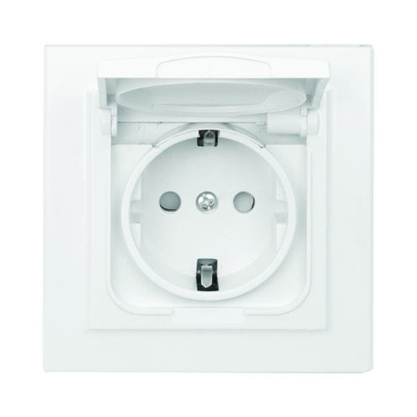 Изображение товара EKF Basic Минск Белый Розетка , с/з, со шторками и крышкой, 16А, IP44, СП. Изображение товара EKF Basic Минск Белый Розетка , с/з, со шторками и крышкой, 16А, IP44, СП.