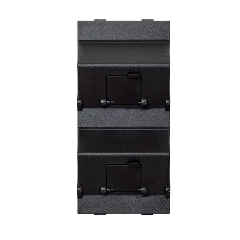 Изображение товара Simon Connect Графит Плата наклонная со шторками на 2 модуля MD (RJ45, оптоволокно), Cima-модуль 52x108мм