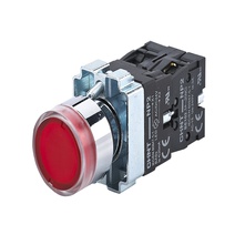 Изображение товара CHINT Кнопка управления NP2-BW3465 плоская, красная, 1НО+1НЗ, AC/DC230В (LED), IP40 (R)