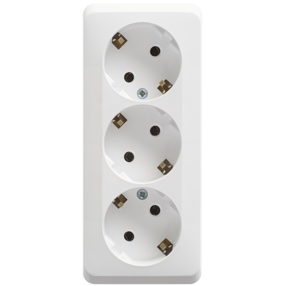 Изображение товара Systeme Electric Этюд наруж Бел Розетка 3-ая с/з без шторок 16А 250B