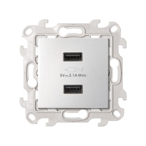 Изображение товара Simon 24 Алюминий Зарядное устройство 2хUSB 5В 2.4A 230В~