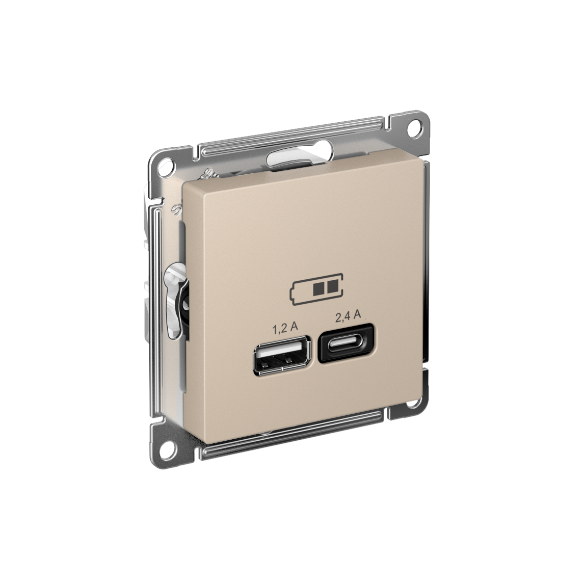 Изображение товара Systeme Electric AtlasDesign Песочный Розетка USB A+С, 5В/2,4А, 2х5В/1,2А, механизм