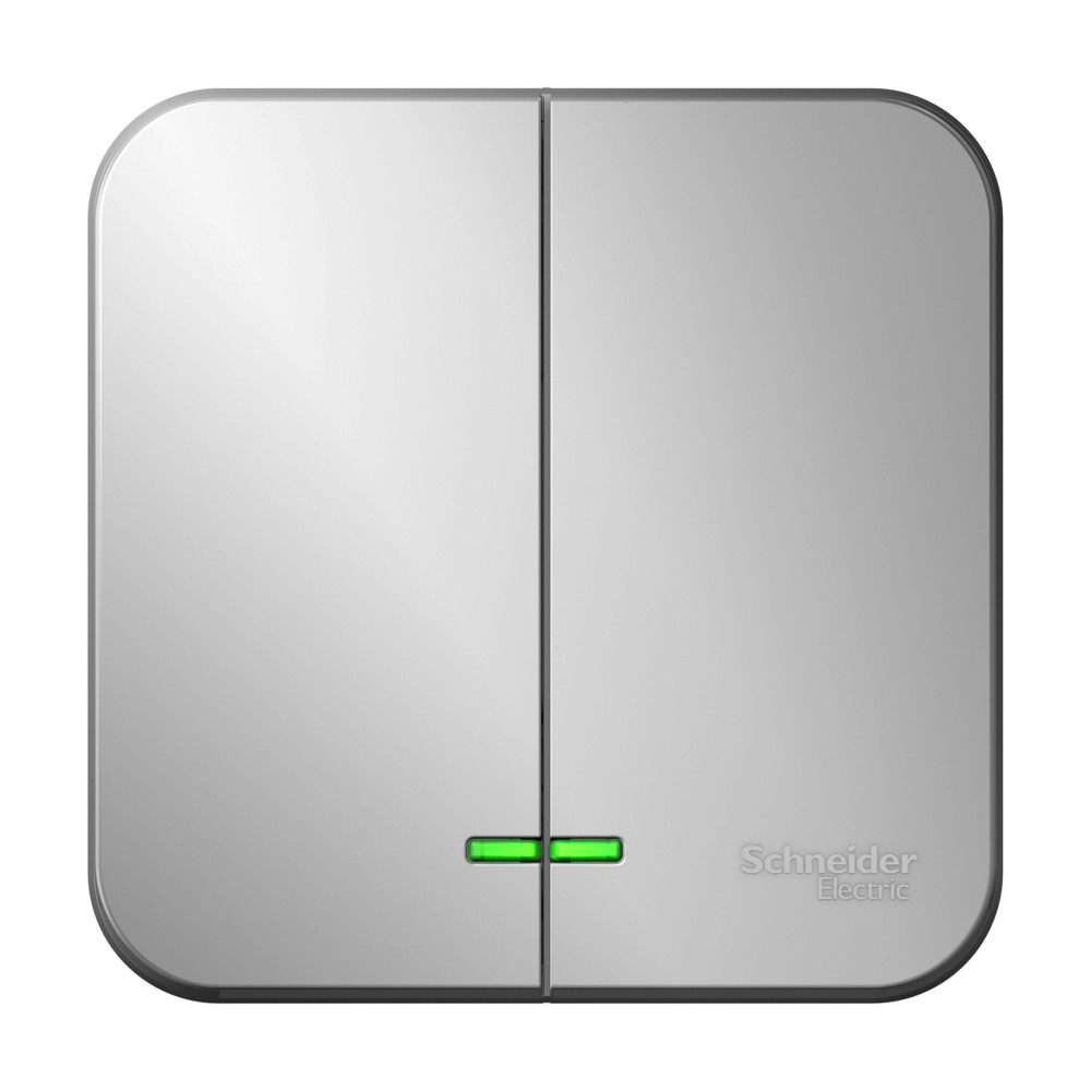 Изображение товара Выключатель 2 клавиши Blanca с подсветкой Systeme Electric 250 В 10 А алюминий