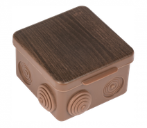 Изображение товара EKF PROxima Коробка распаячная КМР-030-014 с крышкой (100х100х55), 8 мембранных вводов тёмное дерево IP54.